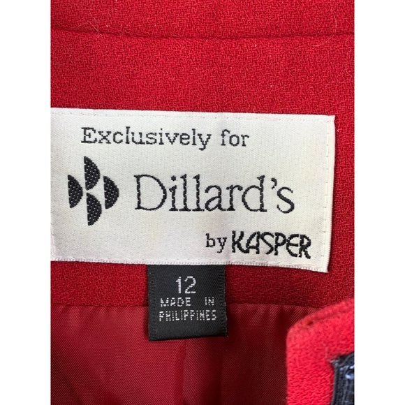 Kasper for Dillards Red Blazer Size 12 Lined 5 Button Stand Collar Holiday 6618 - Picture 5 of 14